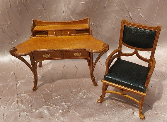 Art Nouveau Desk & Chair, Walnut