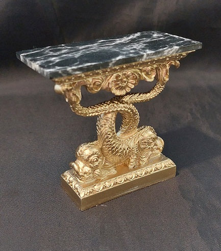 Dolphin Gilt Table, Faux Marble