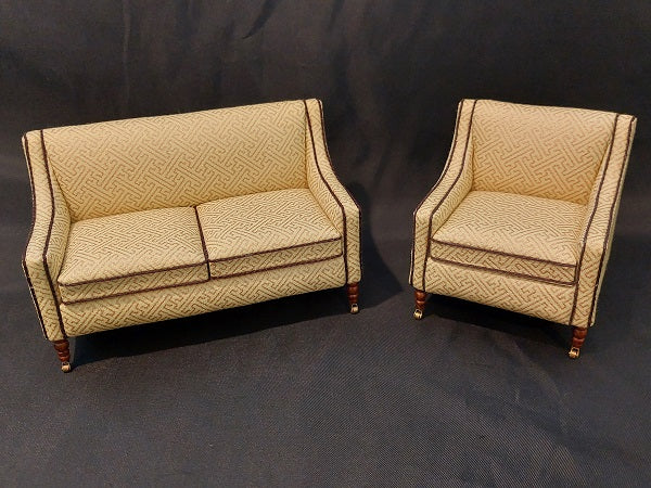 Diane Fauteuil Settee & Chair, Gold