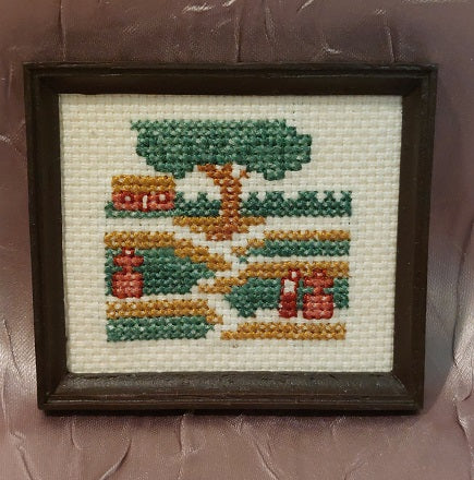 Framed Cross Stitch, Country Scene