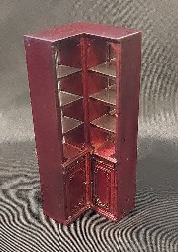 1/2" Scale Emporium Mirrored Corner Display, Mahogany