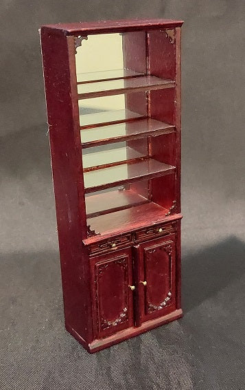 1/2" Scale Emporium Shelf Mirrored Cabinet, Mahogany