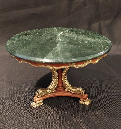 Pedestal Dolphin Table with Green Marble