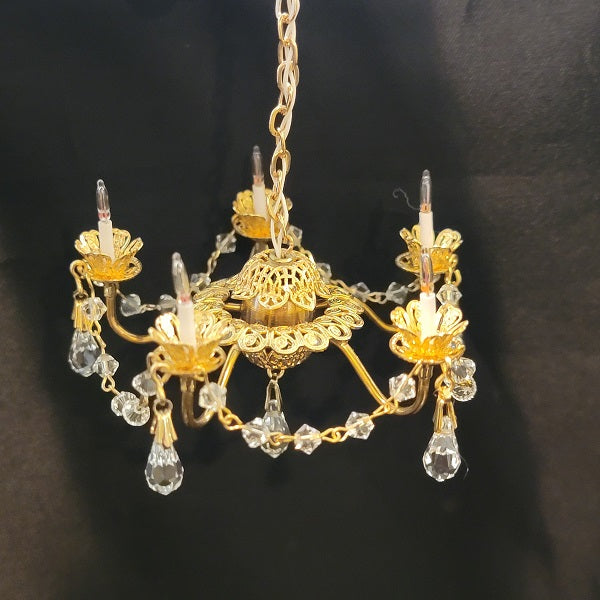 5-Arm Chandelier with Crystal Drops