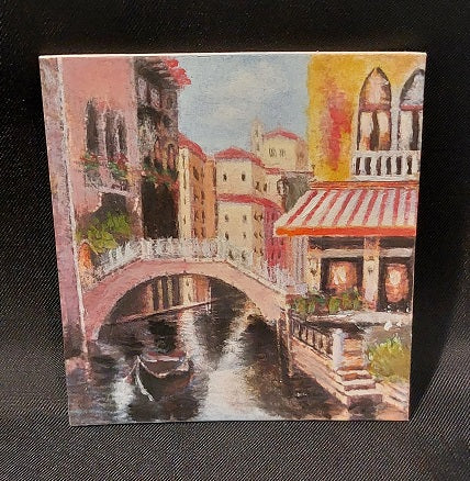 Oil Painting, Venice Restaurant by Canal