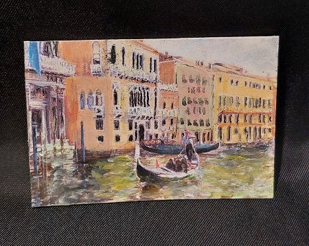 Oil Painting, Row of Homes on Canal