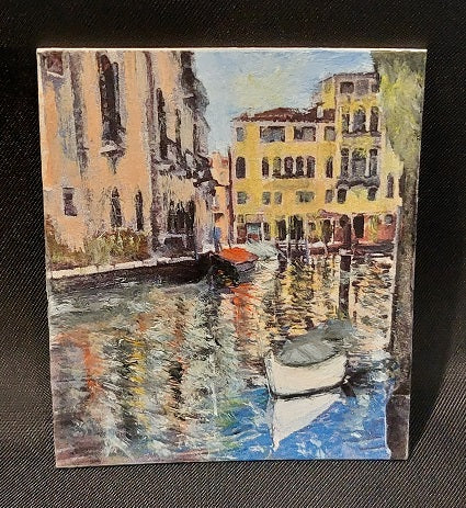 Oil Painting, Glistening Waters in Venice