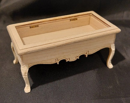 Coffee Table with Glass Top, Unfinished