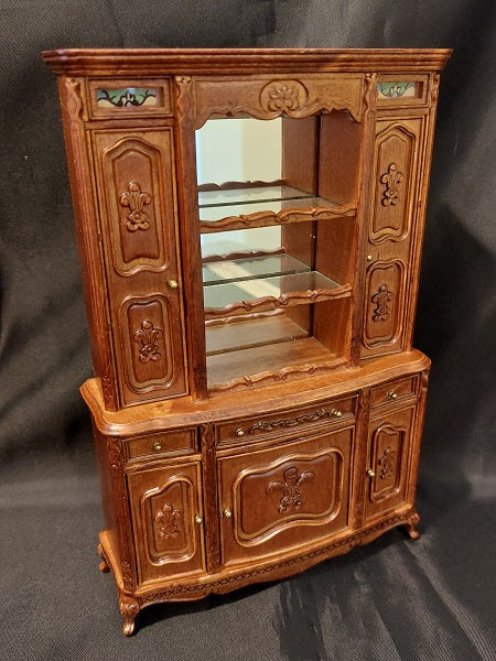 Mirrored Cabinet, New Walnut, Flores De Lis