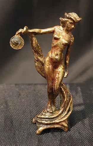 Lady with Citrine Crystal Sculpture, Bronze