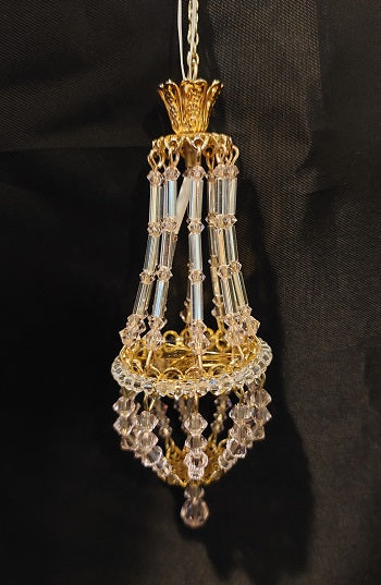 Hanging Crystal Chandelier, Pink, Large