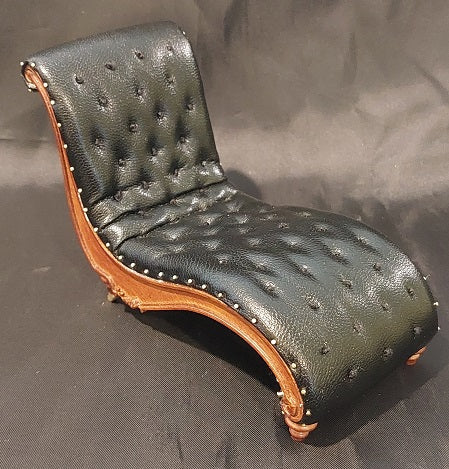 Art Deco Chaise, Black Leather