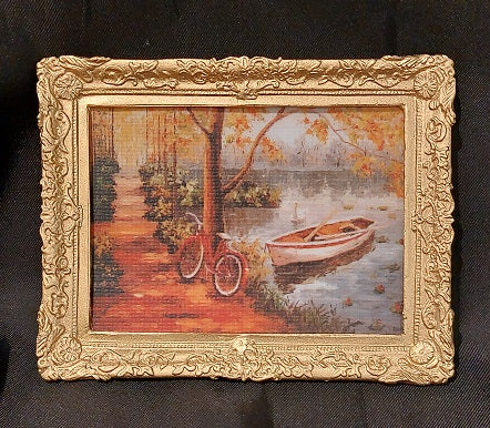 Framed Print, Red Bicycle & Boat