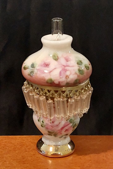 Parlour Lamp with Crystals, Old English Rose