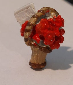 1/2" Scale Red Roses in Basket, Handpainted