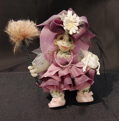 Fairy Frog in Puprle Dress, Fimo