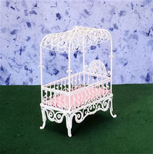Baby Canopy Bed, White Wicker Wire