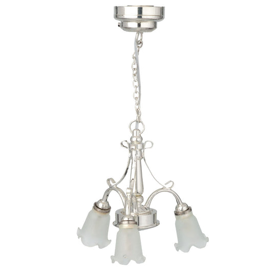 Silver 3 Arm Down Tulip Chandelier, LED