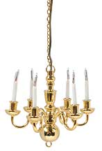 6-Arm Brass Colonial Chandelier