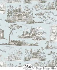 Rose Hill Toile Gray on Aqua