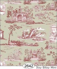 Rose Hill Toile Red on Khaki