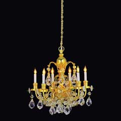 6-Arm Brass Crystal Chandelier