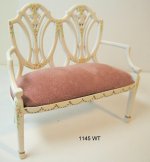 Hepplewhite Handpainted Settee, White