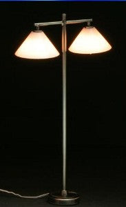 Modern Floor Lamp with 2 Down Shades, Pewter