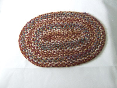 Braided Rug, Oval, Dark Browns & Blue