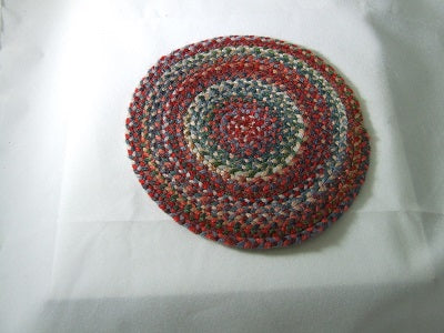 Braided Rug, Round, Reds, Blues & Green