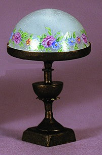 Bronze Lamp with Frosted Floral Shade