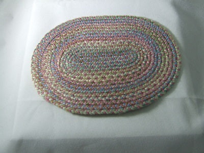 Braided Rug, Oval, Pinks & Blues