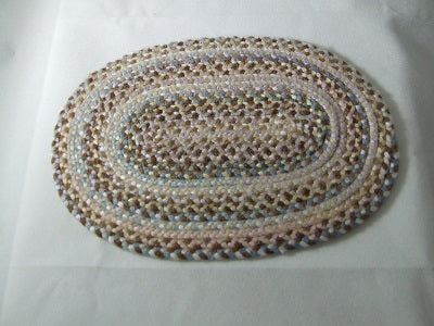 Braided Rug, Oval, Browns & Pink