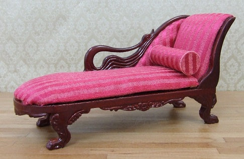 Swan Chaise with Red Stripe Silk