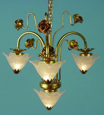 4-Light Art Deco Chandelier, LED