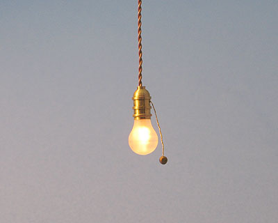 Bare Bulb Overhead with Pull Chain