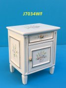 Bedside Table, White Floral Handpainted