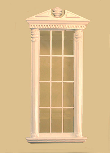 Corinthian Tall Carved Single Window, White