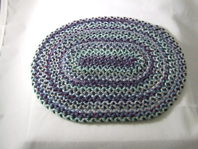 Braided Rug, Oval, Blue, Green, Purple