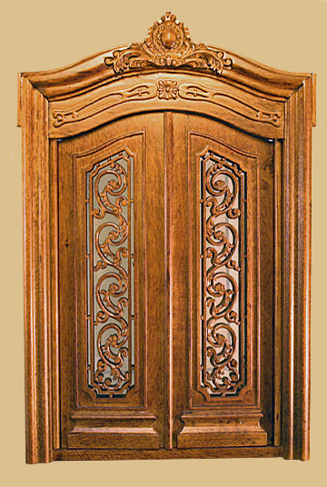 Pollinade Carved Double Door, Walnut