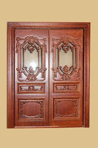 Queen Anne Double Door with Glass, Walnut