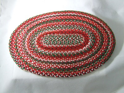 Braided Rug, Oval, Red & Green