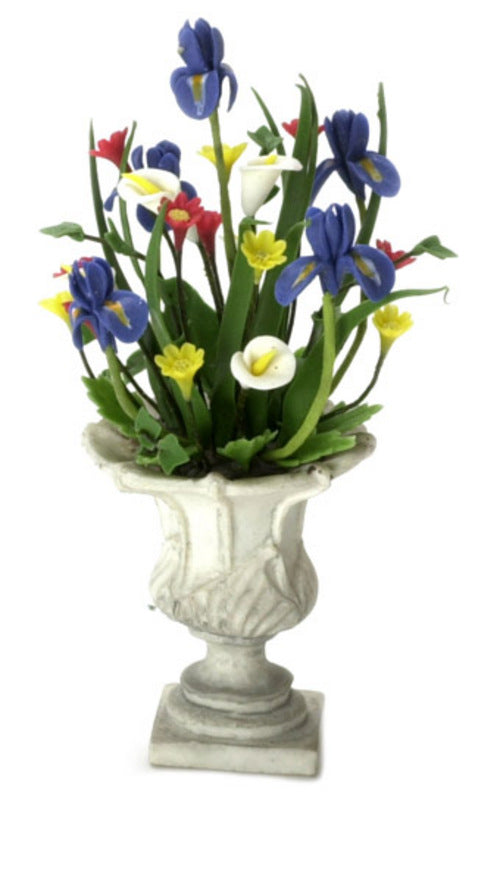 Flower Arrangement in Gray Vase