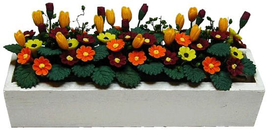 Autumn Flowers in White Window Box