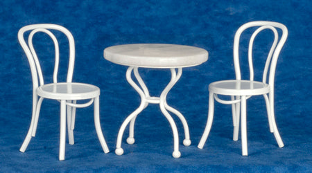 Marble Top Iron Table Set, White