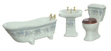 Bath Set, 3pc, Lavender Floral with Trim