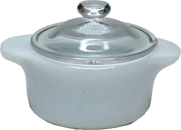 White Pot with Glass Lid