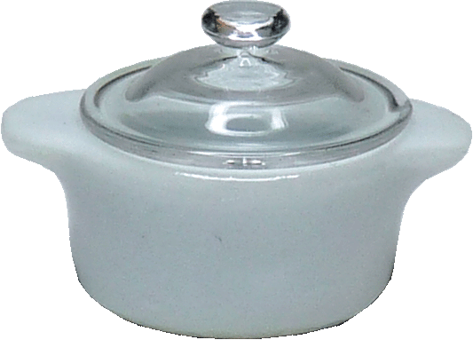 White Pot with Glass Lid