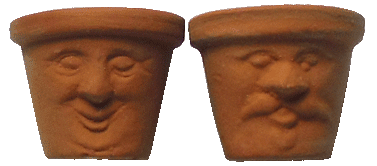 Face Clay Pots, pair