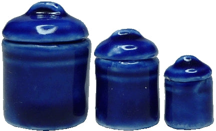 Blue Canister Set with Lids, 3pc